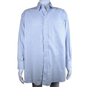 Roundtree & Yorke 100% Cotton Stripe Mens Oxford Button Up Business Casual Shirt